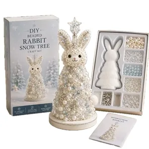 Kit de Manualidades Árbol de Navidad Conejo Perlado con Manual de Instrucciones