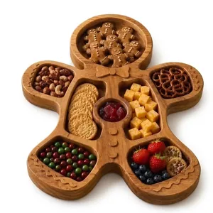 Vassoio natalizio in legno a forma di omino di pan di zenzero per snack festivi