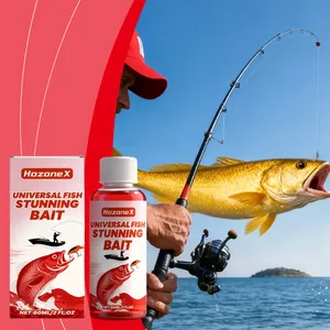HozoneX 60ml universal liquid fish attractant shown with box and fishing scene
