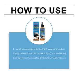 Instructions on how to use JAKEHOE screen and electronics cleaner spray effectively.