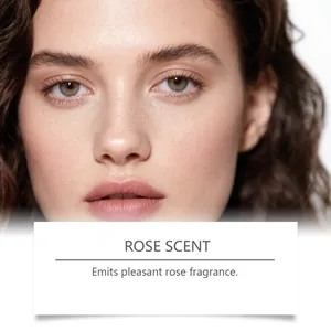 Macro view of clear skin highlighting the pleasant rose fragrance of this face scrub