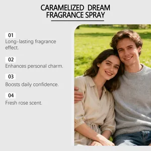 Lachend koppel in het park genietend van de langdurige geur van Caramelized Dream