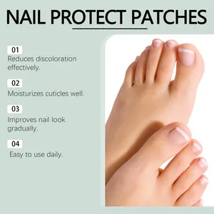 Close-up of healthy toenails after using nail protection patches for daily care