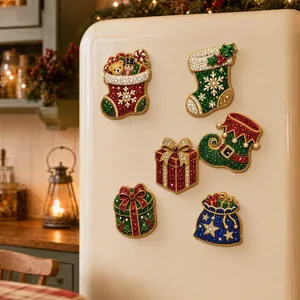 6er Set DIY Weihnachten Perle Diamant Kühlschrankmagnete für festliche Küchendekoration.