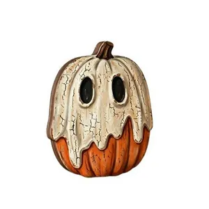 Adorno de mesa de fantasma de calabaza de madera para decoración de Halloween