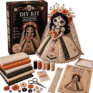 Kit fai-da-te bambola patchwork sposa scheletro Giorno dei Morti per Halloween completo