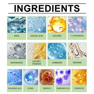 Makrodetails der Inhaltsstoffe des Hautpflegeserums wie Retinol und Hyaluronsäure