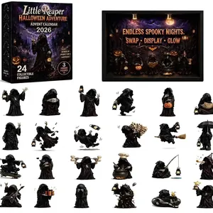 Little Reaper Advent Calendar 2026 Halloween Ghost Figurines Countdown Blind Box With LED Display Box Resin Decor