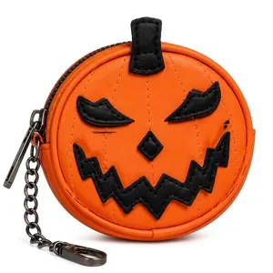 Kreative Halloween Kürbis Mini-Brieftasche mit Jack-O'-Lantern Design und Kette