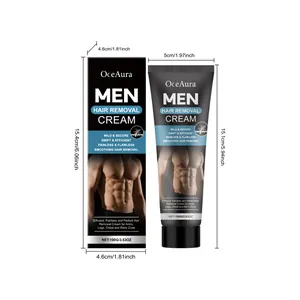 Crema depilatoria para hombres OceAura 100g con dimensiones y empaque del producto