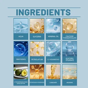 Lista detallada de ingredientes para la crema depilatoria hidratante de hombres OCEAURA