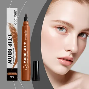 Penna per sopracciglia impermeabile a 4 punte Zephoco in marrone chiaro per un look naturale