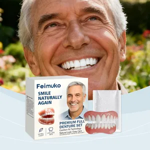 Feimuko premium full denture set for a natural look and comfortable fit with easy care