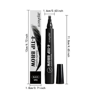 Vue macro du crayon à sourcils zephoco 4 pointes montrant les dimensions et le boîtier