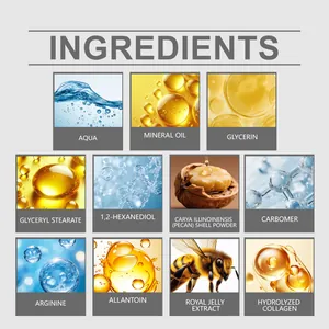 Infographie détaillée des ingrédients nourrissants pour la crème à la gelée royale.