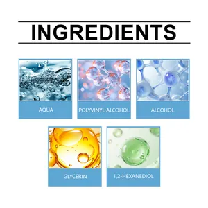 Detalle de los ingredientes del pegamento sin clavos con glicerina y alcohol puro.