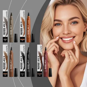 Gros plan des crayons à sourcils Zephoco à 4 pointes en 5 teintes naturelles.