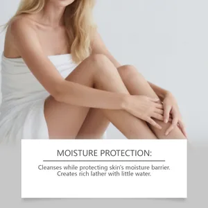 Détail montrant la peau lisse après l'utilisation d'un savon hydratant