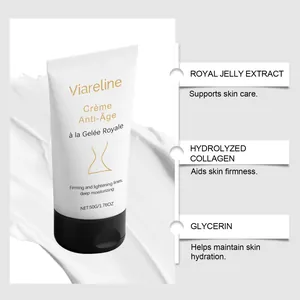 Détail de la crème VIARELINE à la gelée royale montrant le collagène et la glycérine
