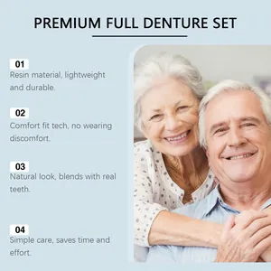 Detail showing elderly couple with natural-looking resin denture set results
