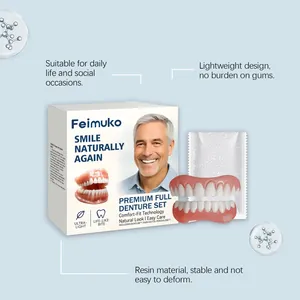 Detail view of Feimuko premium full denture set with resin material and adhesive beads