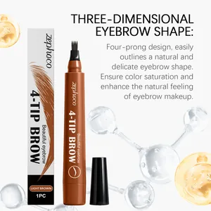 Détail professionnel du crayon à sourcils zephoco châtain clair à 4 pointes avec emballage
