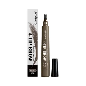 Zephoco Grigio Matita per Sopracciglia Impermeabile a 4 Punte Penna per Sopracciglia 3D Naturale a Lunga Durata per Donna Trucco Quotidiano