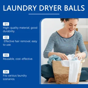 Laundry dryer balls for effective pet hair removal shown in a home laundry setting