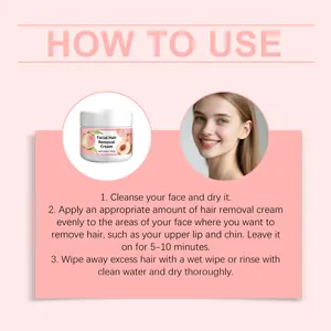 Detailed step-by-step instructions for applying peach facial hair removal cream gently