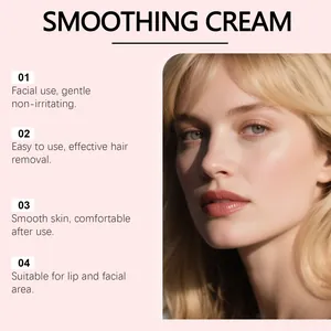 Close-up detail showing smooth facial skin after using gentle hair removal cream.