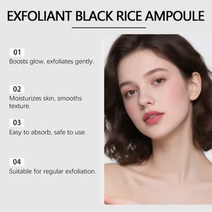 Black Rice Ampoule for gentle exfoliation and skin glowing, moisturizes and smooths texture.