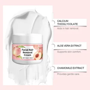 Gentle facial hair removal cream with peach extract and soothing aloe vera for smooth skin