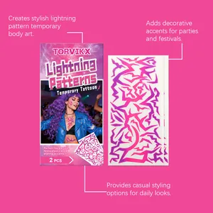 TORVIKX lightning pattern temporary tattoo stickers for stylish party and festival body art.