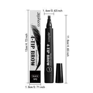 Schéma détaillé montrant les dimensions précises du crayon à sourcils noir zephoco à 4 pointes