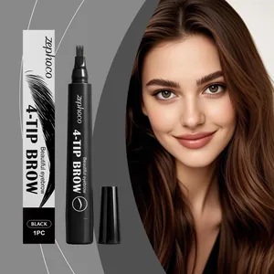Crayon à sourcils noir professionnel à 4 pointes avec effet microblading très naturel