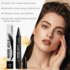 Détail du crayon sourcils 4 pointes montrant le design précis et l'effet sourcils naturels