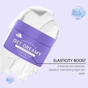 Macro des détails de la crème HANCHOBIT Toning Body Whip avec texture lisse et pot