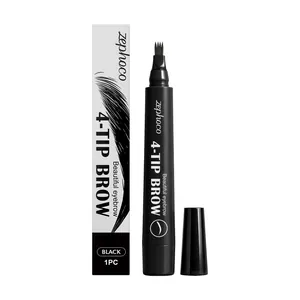 Zephoco Crayon à Sourcils Liquide 4 Pointes Noir Naturel Lisse Longue Durée Imperméable Effet Microblade 3D Femmes