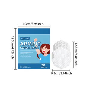 Detailed dimension guide for EELHOE thin and breathable armpit sweat pads with 20 pieces