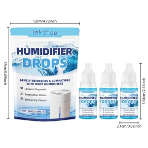 Detailed size guide of 30ml humidifier cleaner set including three 10ml drop bottles