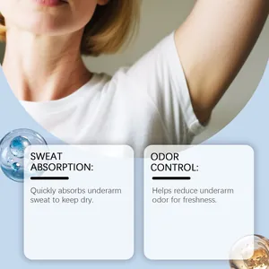 Highly absorbent underarm sweat pads providing odor control for all-day freshness