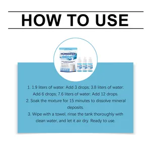 Step-by-step English instructions for Jakehoe humidifier cleaner drops usage