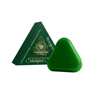 HOEGOA driehoekige shampoo bar met Platycladus orientalis voor milde hoofdreiniging.