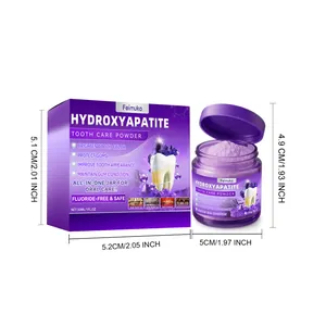 Genaue Abmessungen für Feimuko lila Hydroxylapatit Zahnpflegepulver Dose und Box