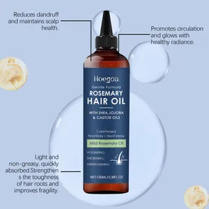 Rosemary hair oil for scalp massage and nourishment, 100ml bottle with benefits text.