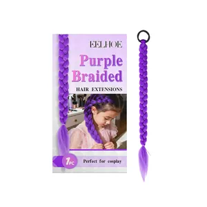 Extensions de Cheveux Tressées Violettes en Fibre Yaki Postiche pour Femmes Cosplay Halloween Décoration Coiffure DIY