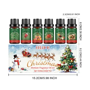 Dimensions détaillées du coffret d'huiles parfumées de Noël avec six flacons de 10 ml
