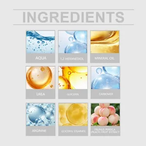 Elenco completo ingredienti per crema piedi alla pesca con estratti naturali e urea pura