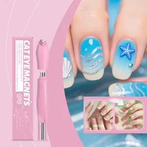 Multifunctional Cat Eye Nail Magnet Tool Heart Snake Effect Magnetic Pen For Nail Polish Gel Dopamine Pink Nail Art Tool