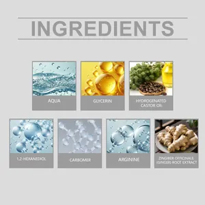 Detailed view of hair essence ingredients including ginger extract and essential oils